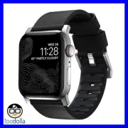 NOMAD Active Strap Pro Waterproof Leather, Apple Watch 44/45/49mm, Black/Silver