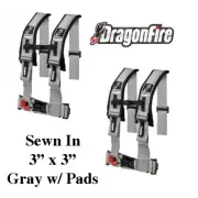 2 Sand Rail Car Dragonfire H-Style 4 Point Sewn In Style Harness Gray 3" w/Pads