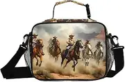 Westen Cowboy Landscape Insulated Lunch Box for Women Men - Ideal for Work, Picnics - Includes Adjustable Shoulder Strap