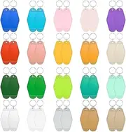 Veulrn 60 Pcs Blank Hotel Keychain,Blank Motel Keychain, Plastic Rhombus Keychain,Colorful Vintage Key Tags Labels for Keychain