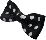 [Zasel] Boys Black With White Large Polka Dots Patterned Bow Tie Black, White