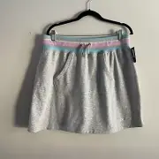 Champion Wmn XL Gray w/Pastel Striped Drawstring Elastic Waist Pockets Skirt NWT