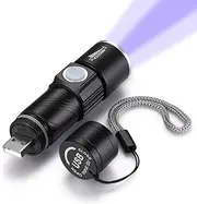 DARKBEAM UV Light Flashlight LED USB Rechargeable 365nm Ultraviolet Black Light Mini Portable Pet Urine Detector for Dog/Cat Urine,Dry Stains,Bed Bug, Matching with Pet Odor Eliminator