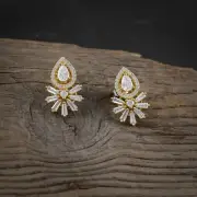 Pear Shaped Earrings Women CZ Crystal Ear Stud Jewelry Gold Plated Studs Earring