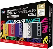 Zieler® - 5 Premium Oil-Based Block Printing Inks (50ml) | Intense Colours | High Opacity | Easy to Mix