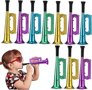Kisangel 10 Pcs Plastic Trumpets Cheering Props Noise Maker for Sporting Events Parties Celebrations Sturdy Lightweight Random Colors