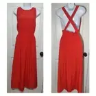 A New Day Warm Vibrant Orangey-Red Cross-Back Maxi Dress M NWT