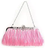 Purse Handbag Cocktail Purses Over Shoulder Bag for Women Hand Bags Party Bag for Wedding Satin Pleated Bag Clutch Bag Pink COLLBATH