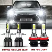 FOR Mini Cooper Clubman 2017 2018 H4+H11 LED Headlight Kit Hi-Lo + Fog Light (for: Mini)