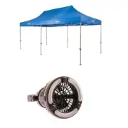 Adventure Kings Outdoor Gazebo 6m x 3m + Portable Camping 2in1 LED Light & Fan