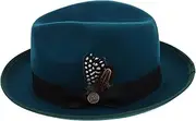 [Healvian] Chic Woolen Fedora for Men Women Classic Cowboy Hat Comfortable Wool Felt Event-Ready Design Green