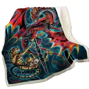 Cool Fantasy Sword Weapon Dragon Tiger Blade Throw Blanket