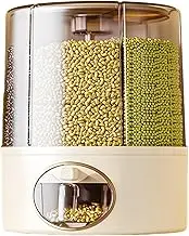 Rotating Rice Bucket - 6-Grid Compartment Storage Dispenser, Dustproof Transparent Grain Box | Efficient Food Organizer for Household Meal Prep with Rotatable Output Control for Easy Portion Handling