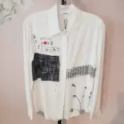 Desigual amor button up blouse in White - size L