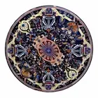 52" black marble table top bird end coffee console inlay malachite lapis decor