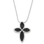 Sterling Silver & Cz Cross Necklace