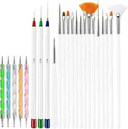 23pcs Nail Art Brushes Nail Liner Pai ing Carving Dotting Pens Acrylic French Nail Brushes Set for Nail Pai ing Drawing DIY Nail Tool