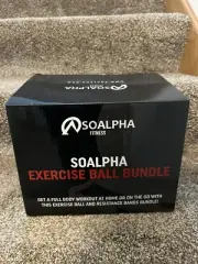 SoAlpha Premium Exercise Ball with 15LB Resistance Bands, Stability Base, Pump