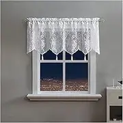 1 Panel Rod Pocket Valance Curtains, Light Filtering Small Drape Short Curtain Sheer Half Window Curtain Window Treatments for Kids Bedroom Dining Room Laundry, WxL(White,150x45cm(59x18in))