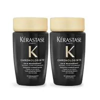 在飛比找Yahoo奇摩購物中心優惠-KERASTASE 卡詩 黑鑽極萃逆時淨髮浴80mlX2-國