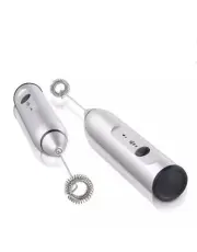 Silver Interchangeable USB Frother Used for Foam Making Coffee, Milk, Tea, Latte