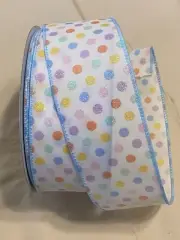 5 yds. PASTEL GLITTER DOTS WIRE EDGE RIBBON 2 1/2" Wide