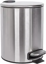 Harbour Housewares 5L Bathroom Bin - Brushed - Round Stainless Steel Pedal Bin Slim Kitchen Rubbish Trash Can Garbage Dustbin with Lid and Inner Liner Bucket