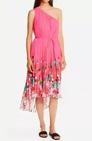 NWT Ted Baker London Floral Pleated Asymmetrical Dress, Ted2( US 4-6), MSRP$395