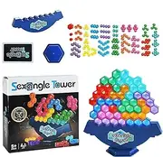 Tower Balance Toy | Hexagonal Building Blocks Puzzle - STEM Toys for Kids and Adults, Learning Activities for Family Game Night
