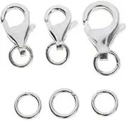 [YREAJZVS] Sterling Silver Lobster Claw Clasps with Open Jump Rings for Craft Projects and Keychains, Silver, 8,9&11 mm