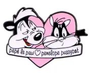 PEPE LE PEW & PENELOPE PUSSYCAT enamel pin - cartoon funny - FREE SHIPPING