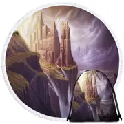 Fantasy Art the Castle Ruins Round Beach Towel