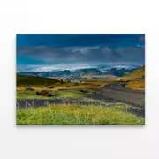 Green Grass Lands with Mountains Print 100% Australian Made 120 x 90cm (Stretched)