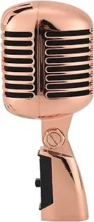 Fahgaer Professional Wired Vintage Classic Microphone Dynamic Vocal Mic Microphone for Live Performance Karaoke(Rose Gold)