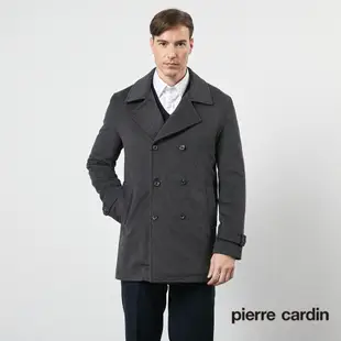 Pierre Cardin皮爾卡登 男款 都會休閒翻領羊毛風衣外套-深灰(5205783-98)