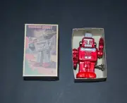 Tin Toy Smoking Robot Wind-Up Spring Action Vintage Rare Red NEW Made in Japan