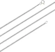 [Treasure Bay] Women's Silver Chain Necklace 925 Sterling Silver 1.1MM Box Chain Necklace Length 16/18/19/20/21/22/24" In