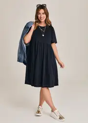 [Virtuelle] Taking Shape Cotton Contrast Stitch Dress Size 10 in Navy - Plus Size Women's Clothing Navy