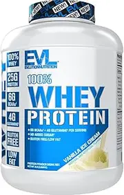 Evlution Nutrition 100% Whey Protein, 25g of Whey Protein, 6g of BCAAs, 4g of Glutamine, Gluten Free (5 LB, Vanilla Ice Cream)