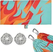 Abstract Art Fire Red Blue Camping Hammocks with Portabl Carry Bag Rope Hammock for Outside Patio Garden