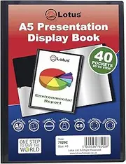 Lotus A5 Display Book - 40 Pockets Black Presentation A5 Display Book Folder Folio for Professionals, Business, Students, Projects, School, Colleges, Home by - 78202 (1 Book)