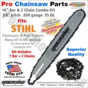 16” Chainsaw Bar & 2 Chain Combo 3/8 .050 55 DL for Stihl 009 010 011 012