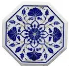 12 Inches Lapis Lazuli Stone Inlay Work Coffee Table Top Marble Bed Side Table