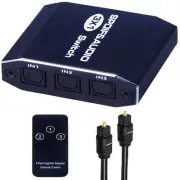 3 in 1out Aluminum Spdif Toslink Optical Digital Audio Splitter Switch Hub f