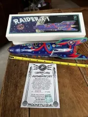 New Mars Patrol Tin Rocket Ship #125 RAIDER X-1 Friction Toy | Made in Japan NWT