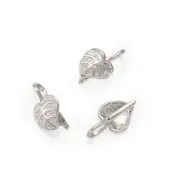 5pcs Platinum Tone Brass Leaf Ice Pick Pinch Bails Nickel Free Findings 18x11mm