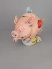 DaNisha Porcelain Flying Wing Pig Figurine Art Pottery Statue Sculpture Trinket