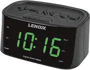 Lenoxx Smartphone-Charging Clock Radio - Black, USB Port, Large 1.2" LED Display, Snooze/Sleep Functions, Dual Alarm, Hi/Lo Dimmer, PLL FM, 20 Presets