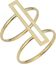 [Kooljewelry] 14k Yellow Gold Bar Double Band Ring