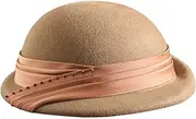 [HIMESPORT] Bowknot Elegant Top Hats for Women Wedding Party Warped Edge Beret Cap Ladies Winter Vintage Floppy Wool Felt Fedoras